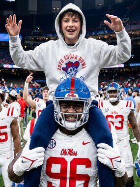 Ole Miss Sugar Bowl Champs Youth Rugger Hoodie GREY HEATHER  Small Medium Large